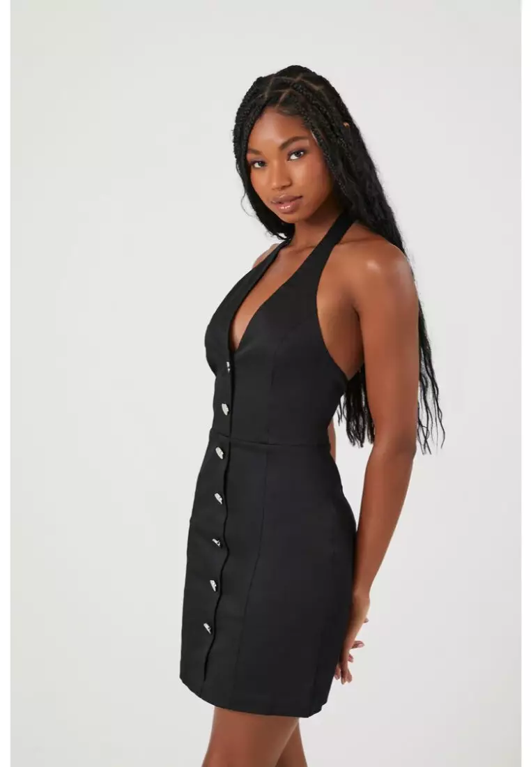 Forever 21 black button up discount dress