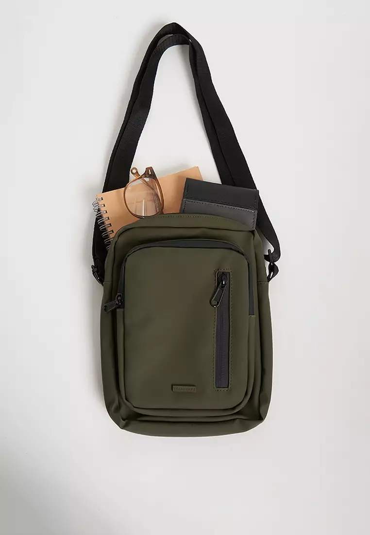 PU Coated Sling Bag with Metal Bar Branding