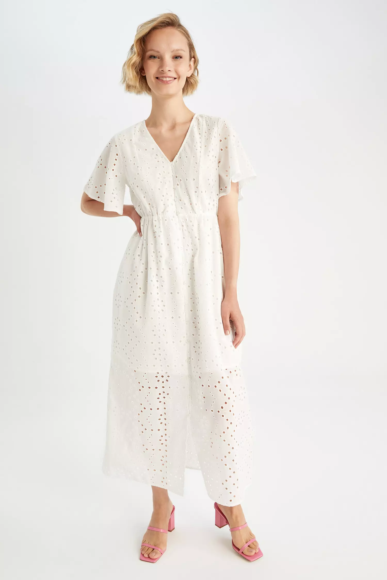 White short sleeve maxi dress new arrivals