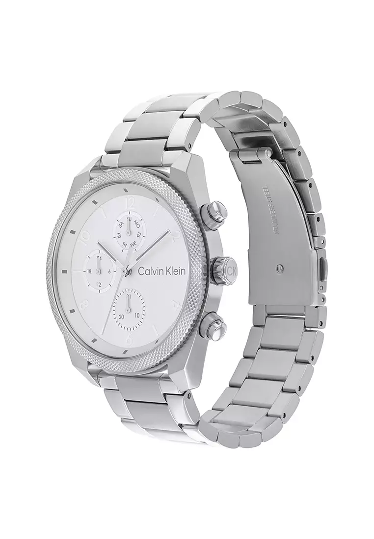 Men's Stainless Steel Bracelet and Silver Dial Quartz Multifunction Watch -CK25200356