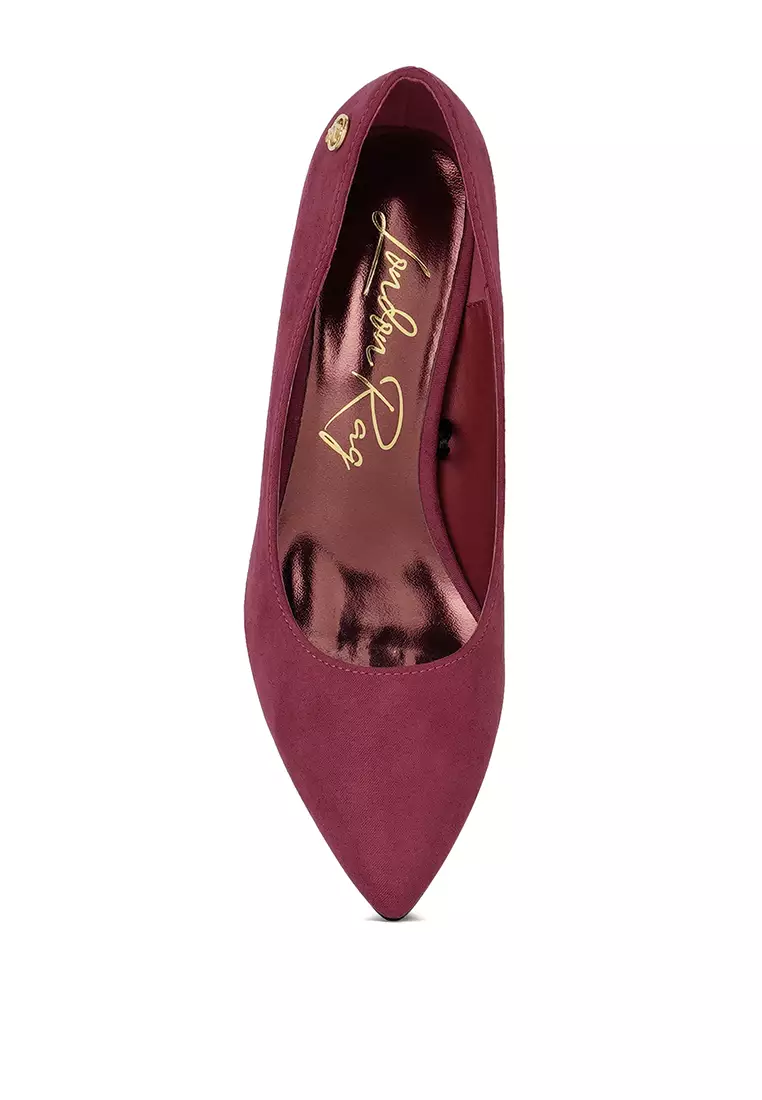 Block Heel Pumps in Burgundy