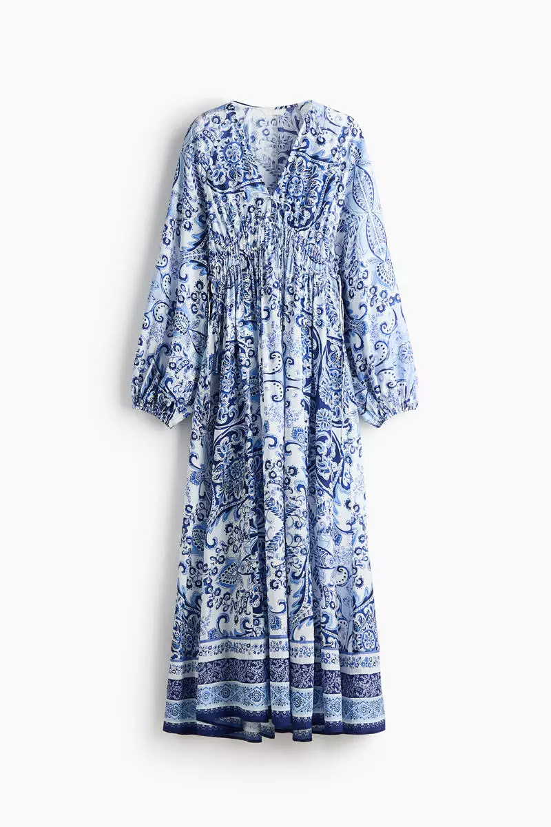 Balloon-sleeved tunic dress