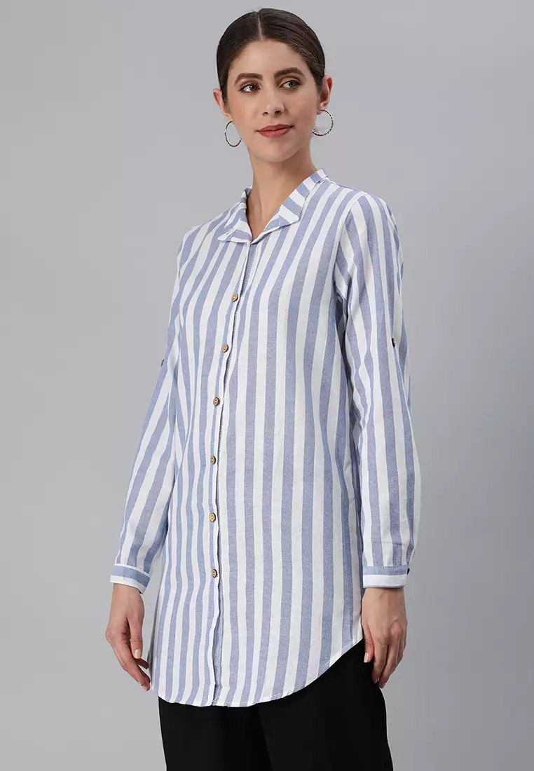 Blue Striped Long Sleeve Shirt