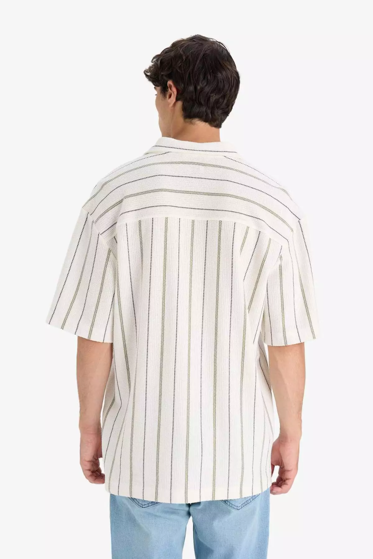 Relax Fit Apache Collar Short Sleeve Striped Shirt D7315Ax25Sp