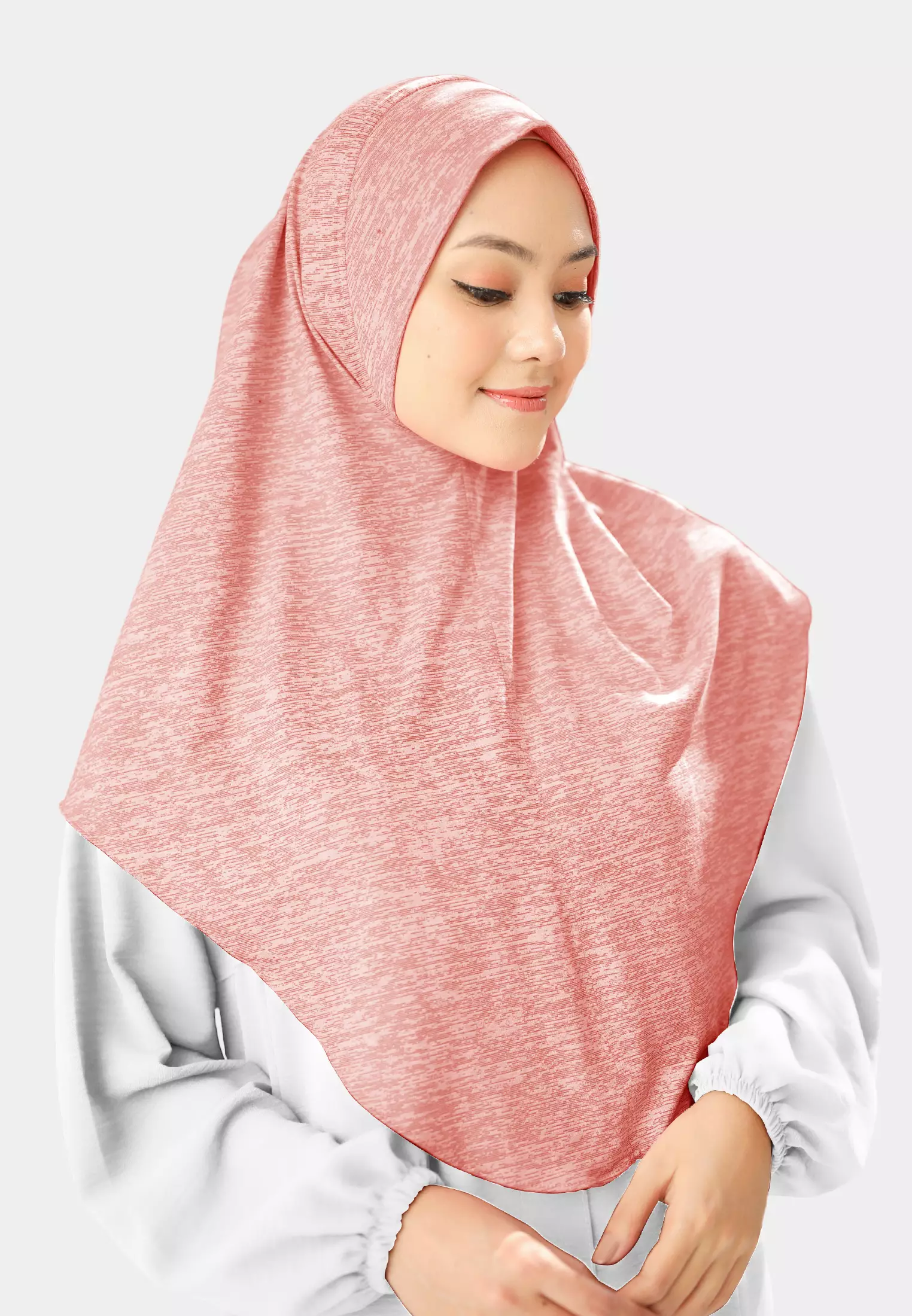 Cotton Bee - Gyra Instan | Bergo Jersey Tekstur - Coral Chic