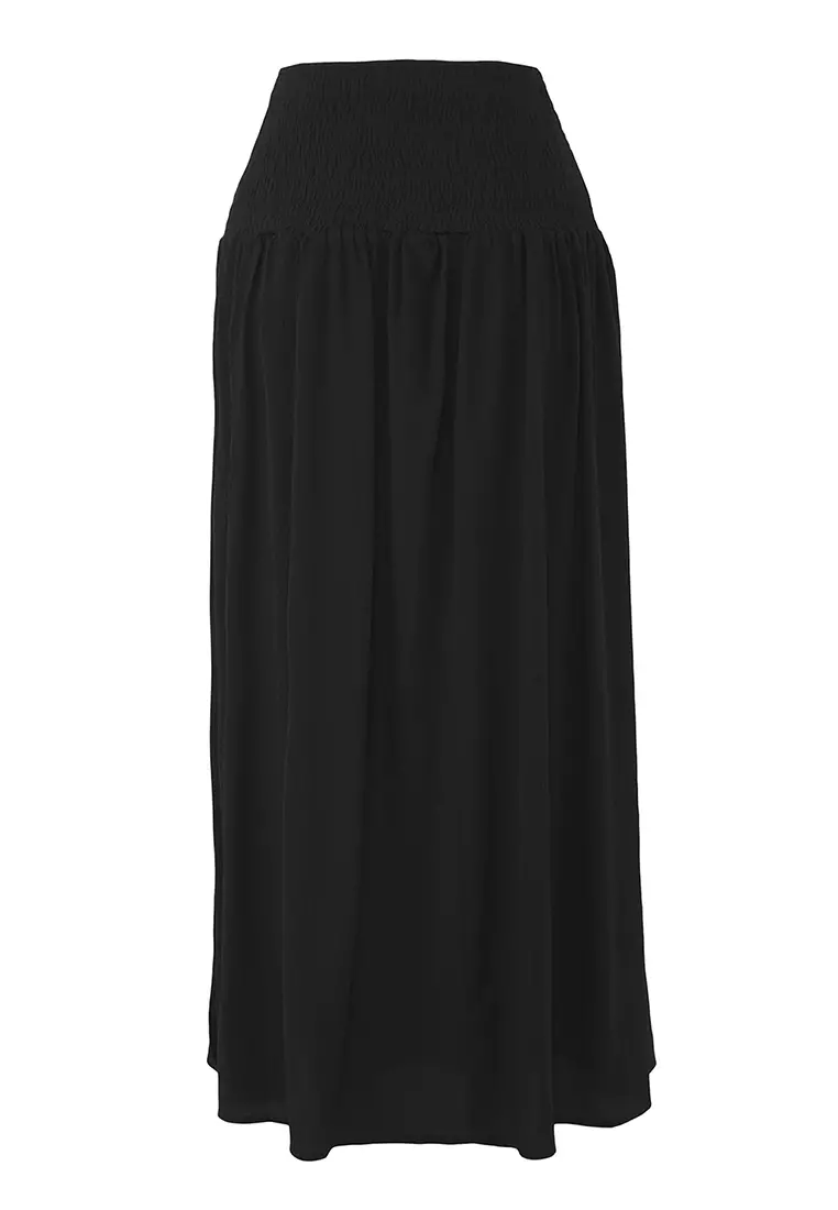 Black Maxi Woven Beach Skirt Tbess25Et00012