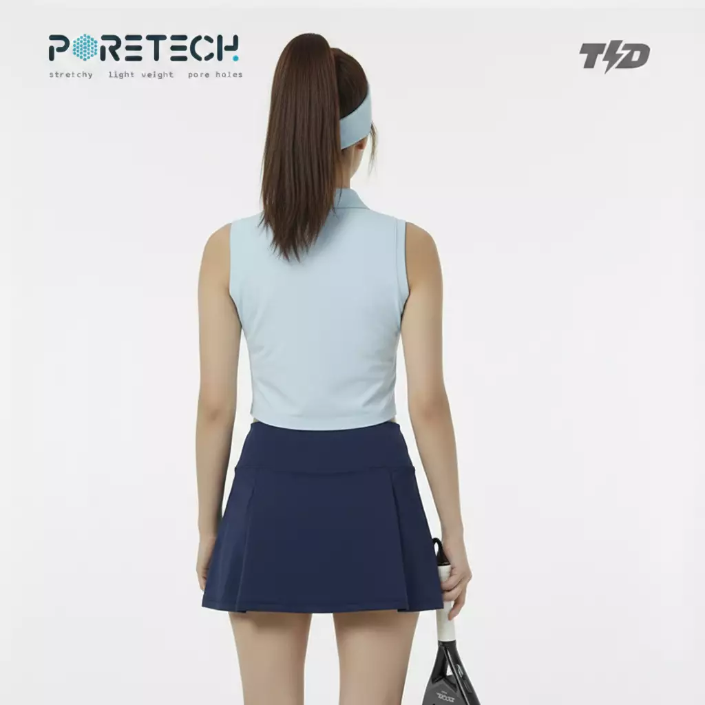 TDACTIVE Polo Padel Wanita PORETECH drifit berpori baby blue LSF18