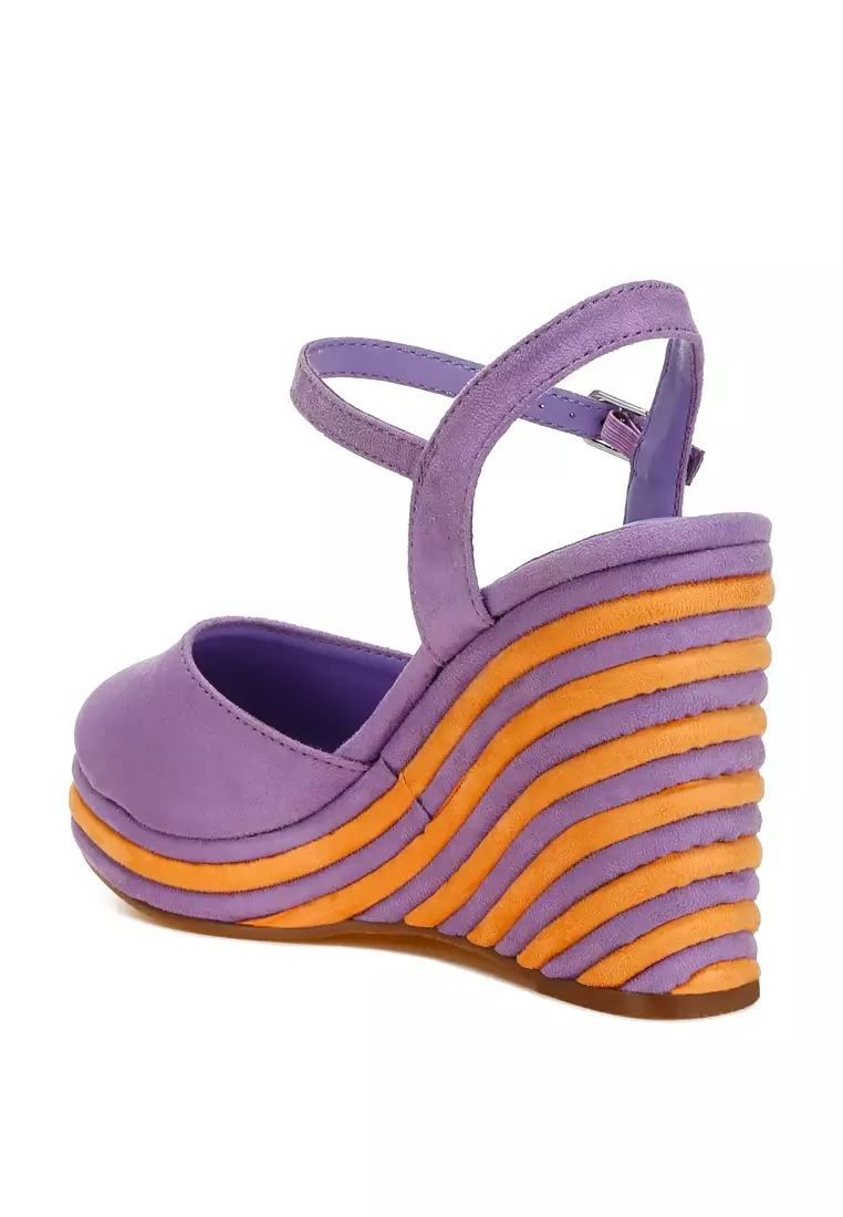 Dual Tone Wedge Sandals in Purple