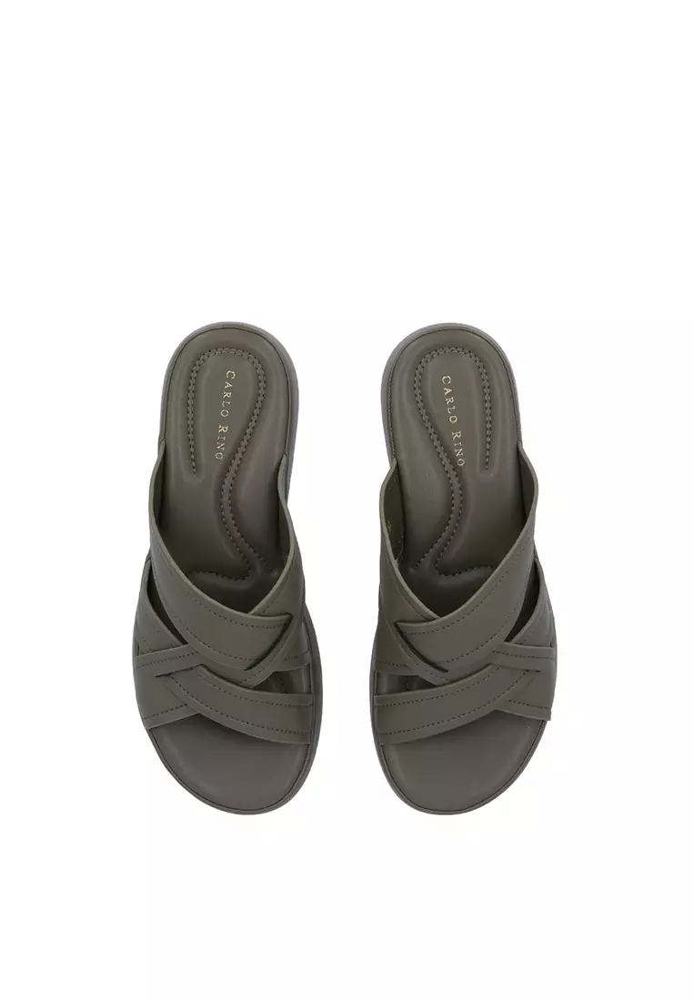 Dark Green CR Calla Wedge Sandals