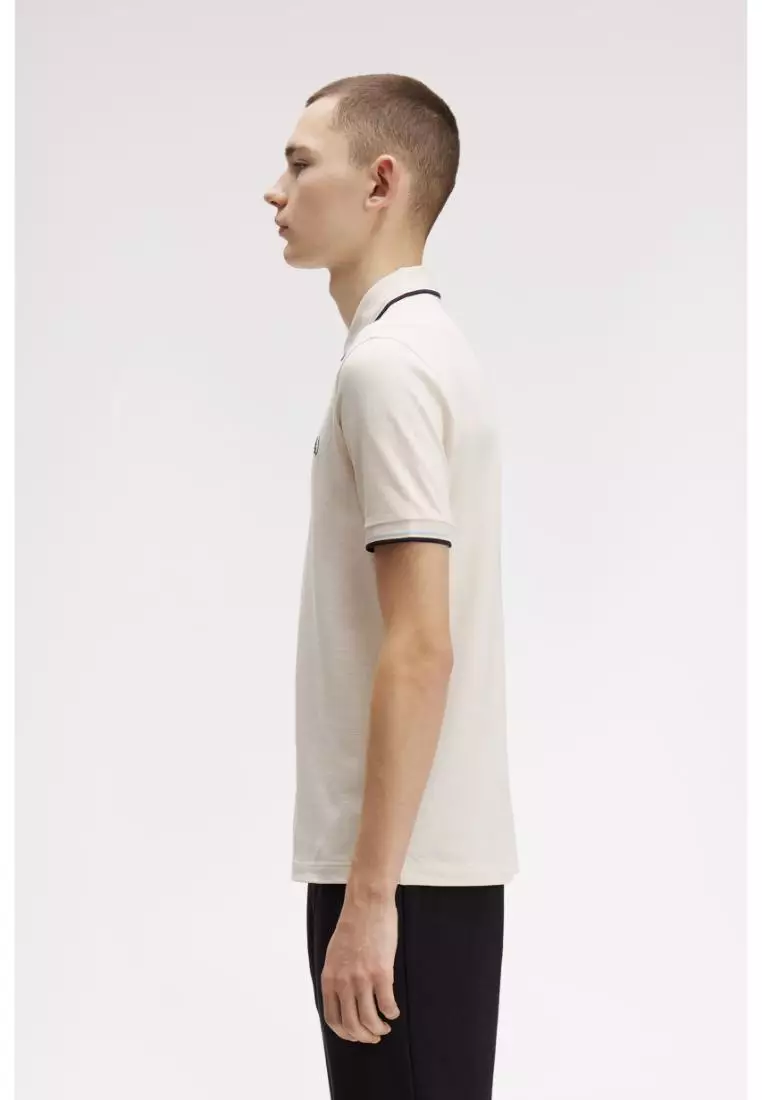 Fred Perry M3600 Twin Tipped Fred Perry Shirt (Silky Peach / Light Ice / Dark Airforce)