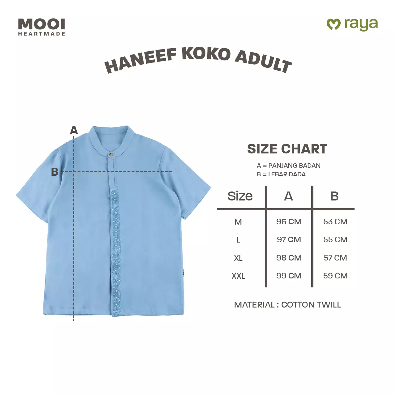 Mooi Atasan Pria Kemeja Pria Raya Collection Haneef Koko - Dusty Blue