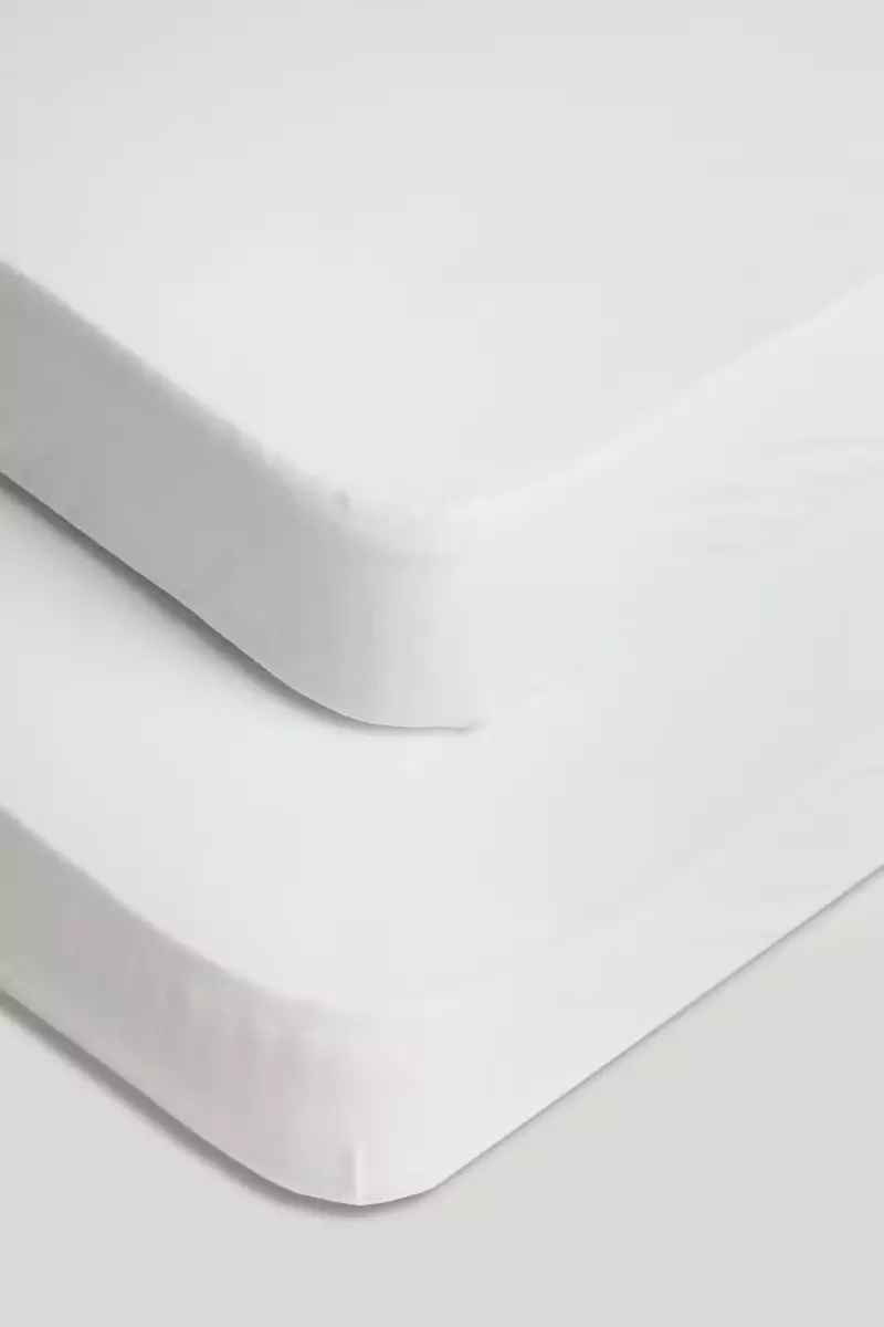 Mothercare Cot Bed Fitted Sheets 2 Packs White 60 x 120 cm - Sprei Kasur Tidur Bayi