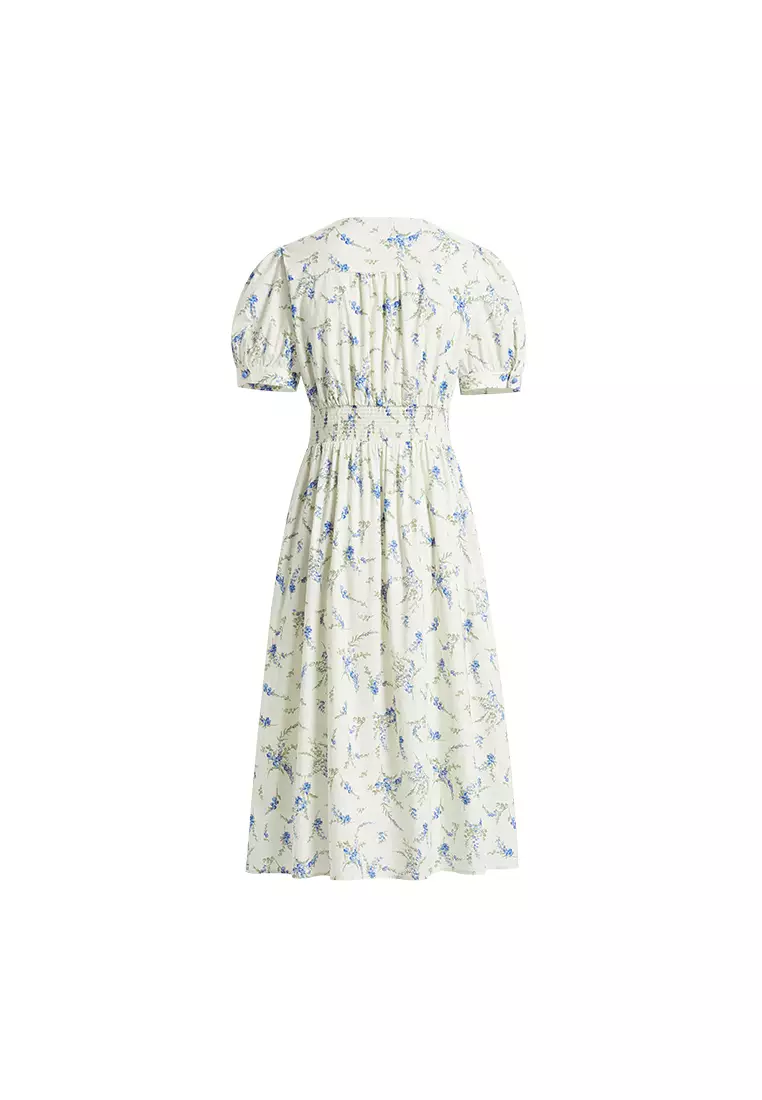 Summer Sping Vintage Floral V-Neck Midi Dress