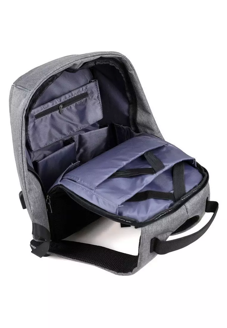 Barrack Backpack Tas Ransel Laptop Pria & Wanita Anti Maling dengan USB Charger Port Material Oxford ORIGINAL - Grey