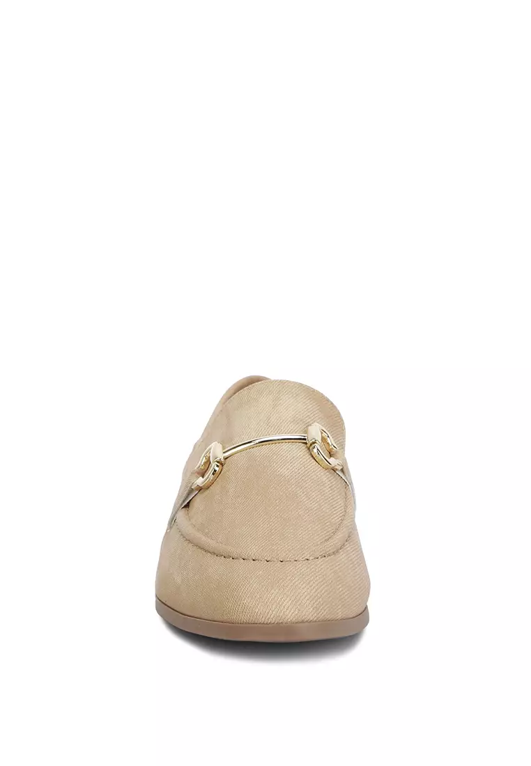 Horsebit Canvas Loafers in Beige