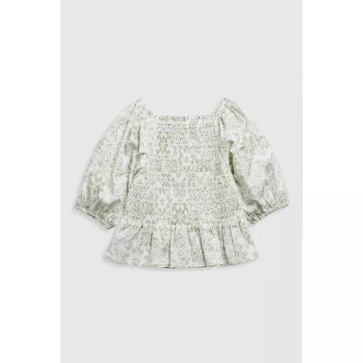 Mothercare Green Floral Shirred Blouse - Blus Atasan Anak Perempuan (Hijau)