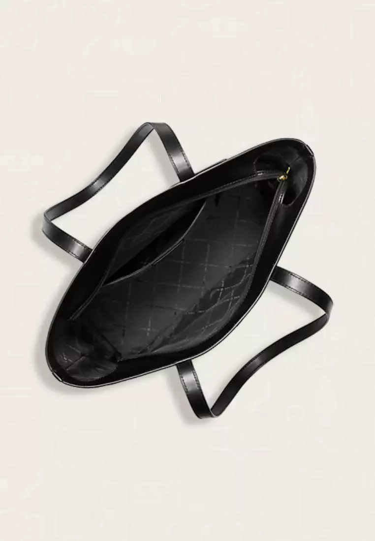 Michael Kors Jet Set Medium Two-Tone Logo Tote Bag Black Combo