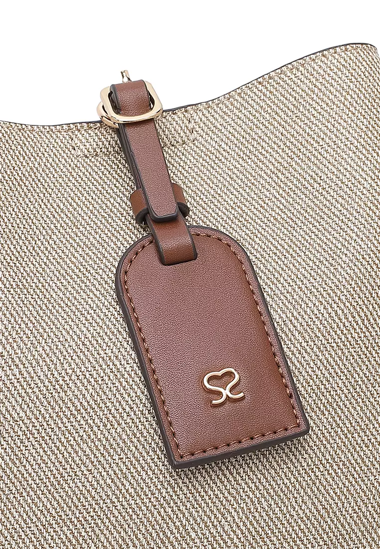 Women's Top Handle Bag / Sling Bag / Crossbody Bag / Shoulder Bag (Tas Tangan Wanita / Tas Selempang Wanita / Tas Bahu Wanita) - Krem