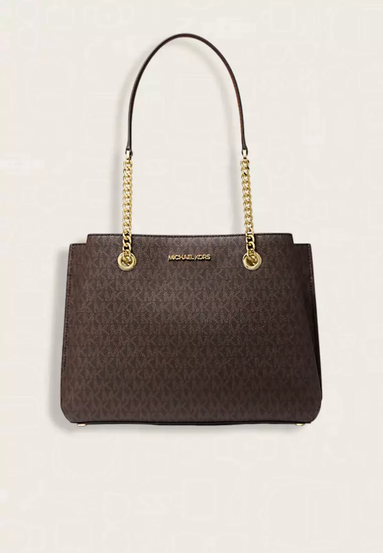 Michael Kors Teagan Large Logo Shoulder Bag Brown
