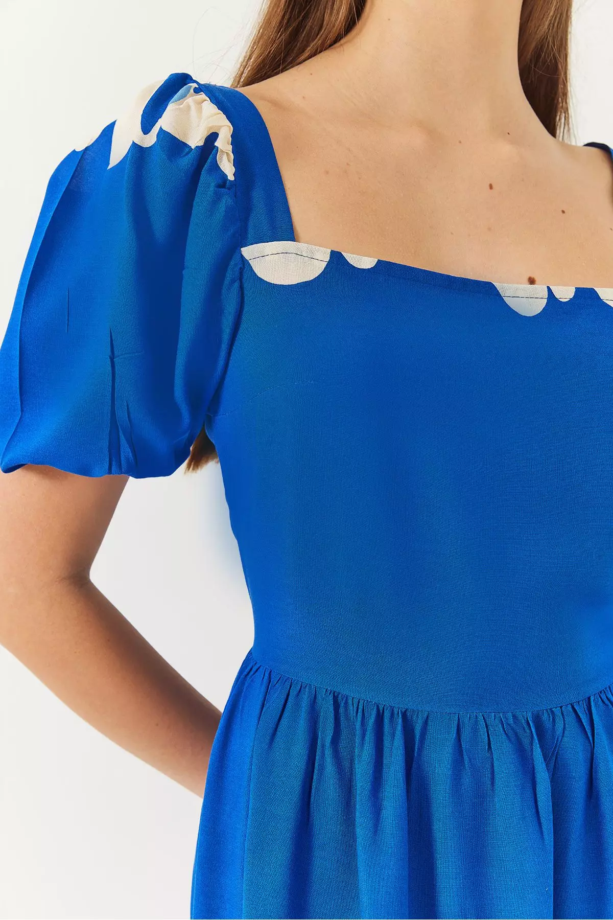 Women's Watermelon Sleeve Square Neck Patterned Tericotone Dress 60261412