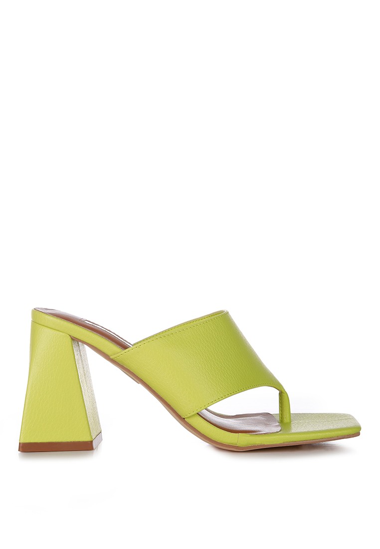 Lime Block Heel Slip On Thong Sandals