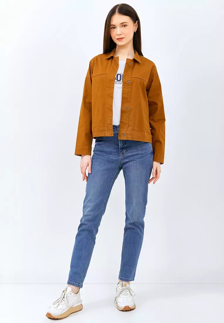 C2 Kieran Brown Crop Outer Wanita