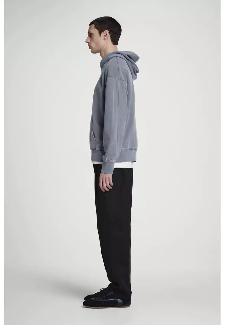 WASHED COTTON-JERSEY HOODIE