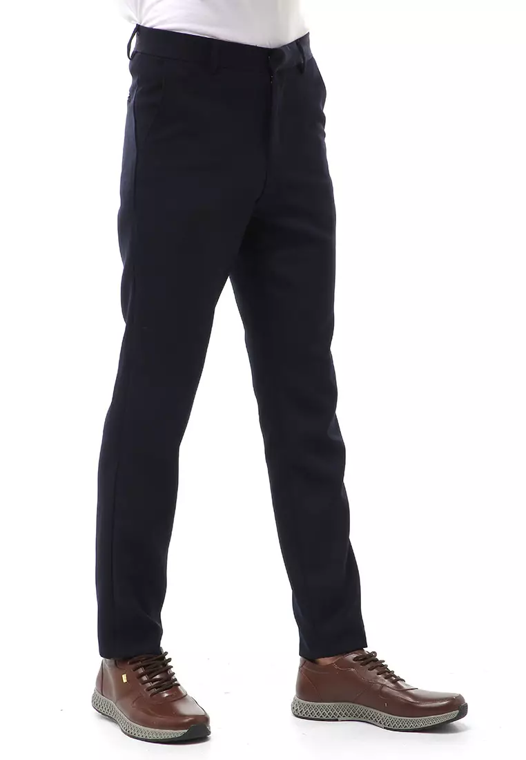 Locko Long Pants Formal Pria Celana Panjang Kantor Slim Fit Material Cotton ORIGINAL - Navy