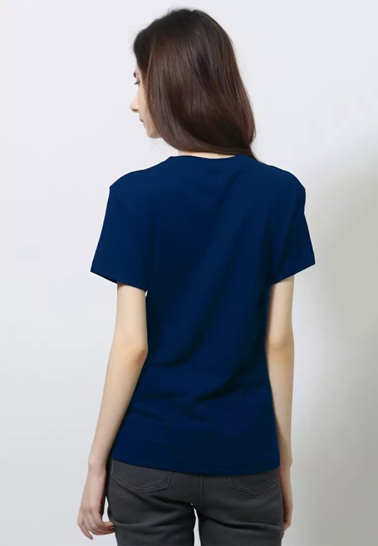 LTF28 kaos t shirt wanita ladies perempuan casual slim fit polos navy
