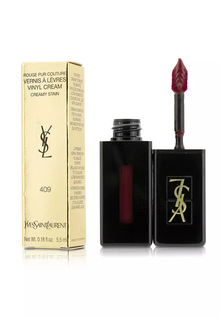 Discount on Yves Saint Laurent  shoes - SKU: Yves Saint Laurent - Rouge Pur Couture Vernis A Levres Vinyl Cream Creamy Stain - # 409 Burgundy Vib