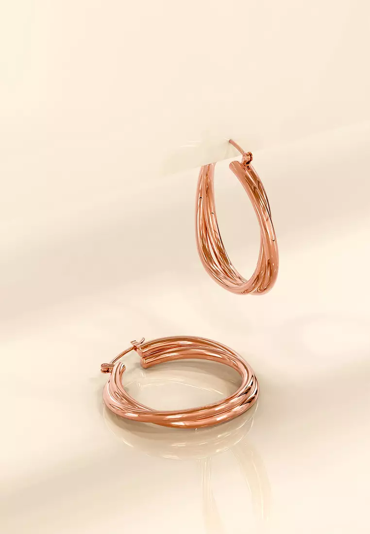 Subtle Hoop Rose Gold Layered Earrings