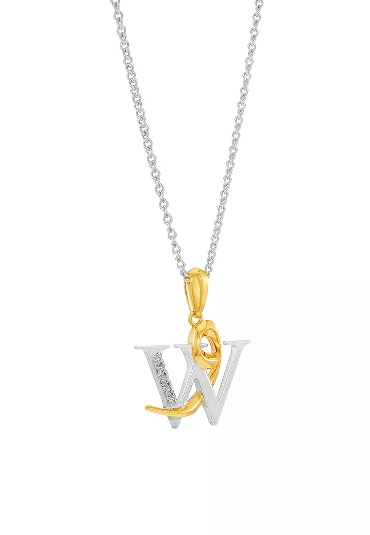 HABIB TULUS | Diamond Necklace in 375/9K Yellow and White Gold (Alphabet) 560710724(W-WAU)-WG