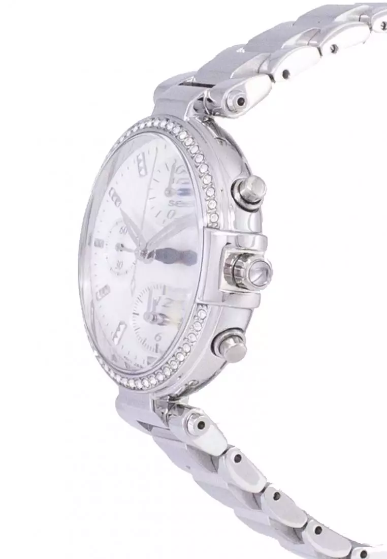 Jam Tangan Wanita Seiko Chronograph Original SNDV41P1 Strap Stainless Steel Silver