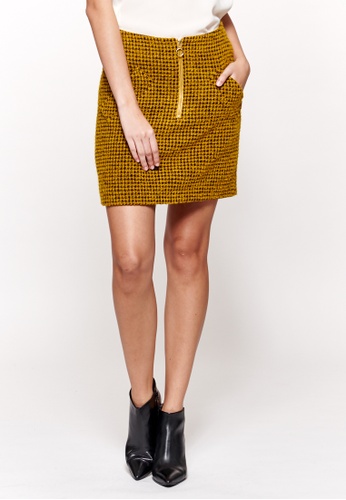SISLEY yellow Mini Skirt with Zip 53108AAFE1060DGS_1