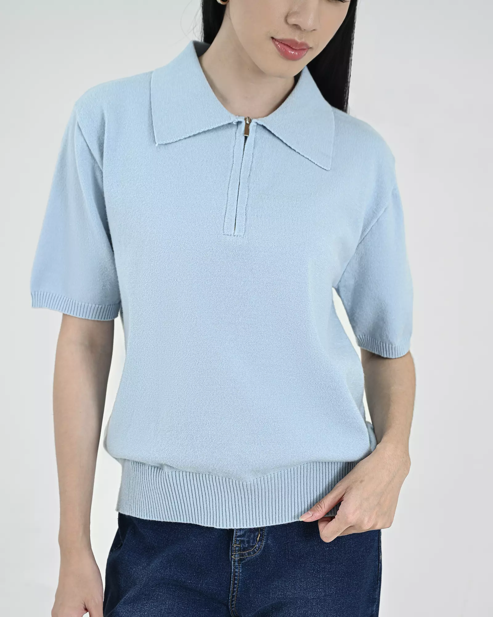 Geulis.id BORINI KNIT TOP - Babyblue