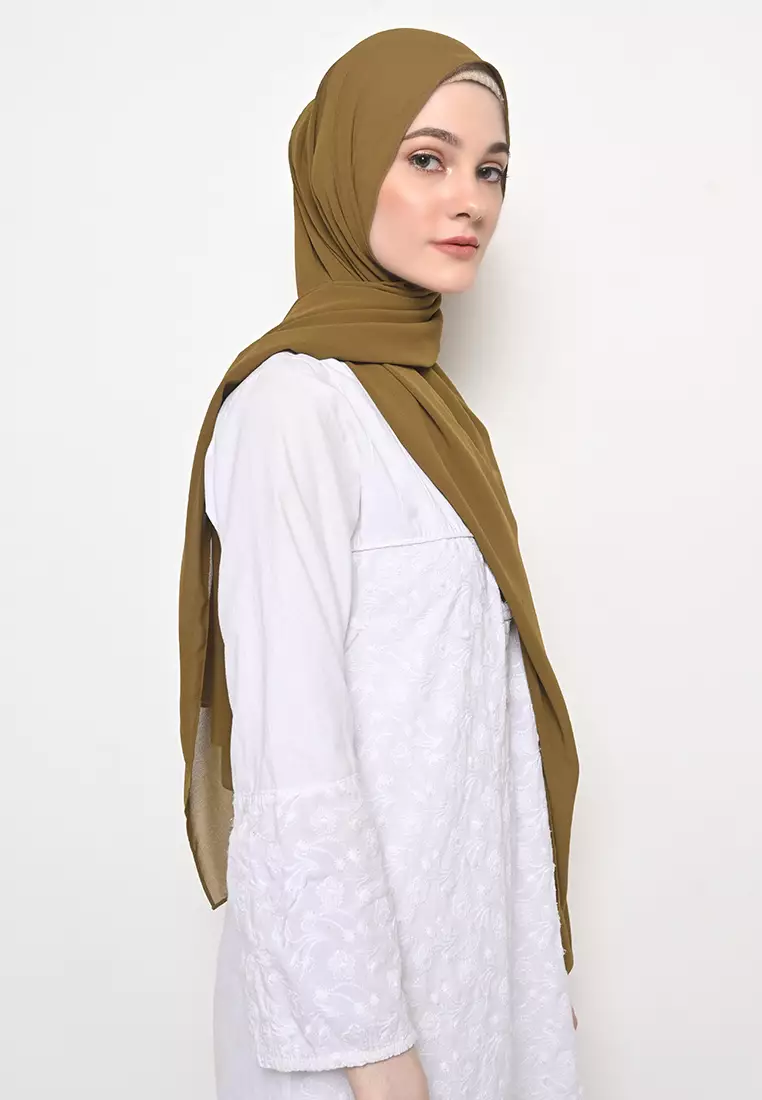 Pasmina  Cerutti Baby Doll Jahit Tepi Olive