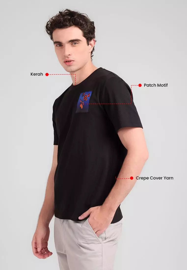 MANZONE - Kaos Lengan Pendek Pria Heat Slim Fit - Black Colour Black