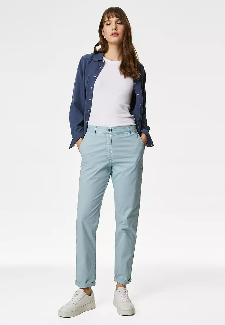 Cotton Rich Tea Dyed Slim Fit Chinos