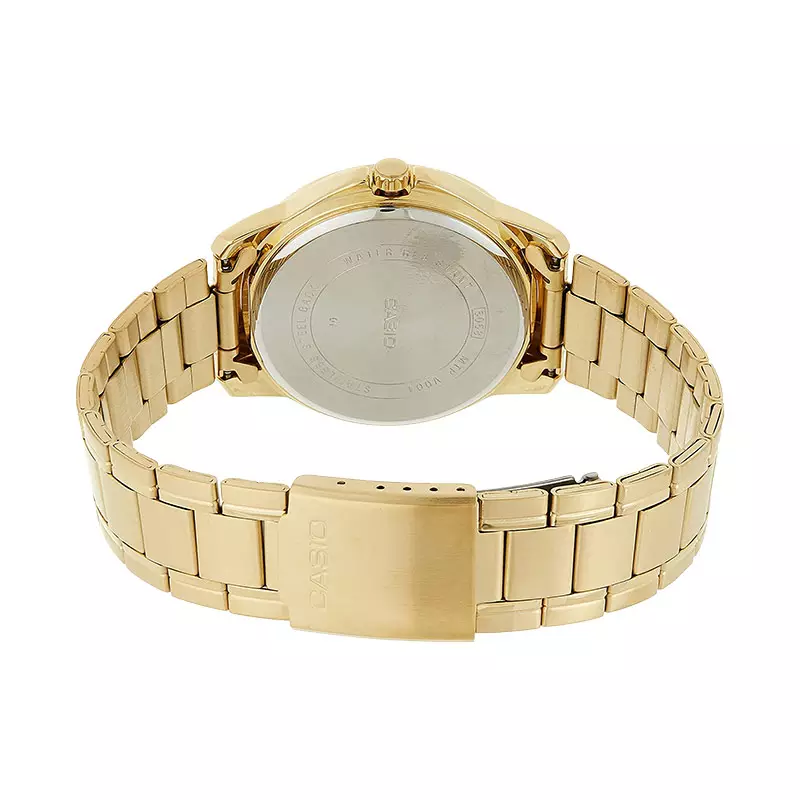 Jam Tangan Pria Casio General MTP-V004G-7BUDF MTPV004 MTP-V004G White Dial Gold Stainless Steel Band