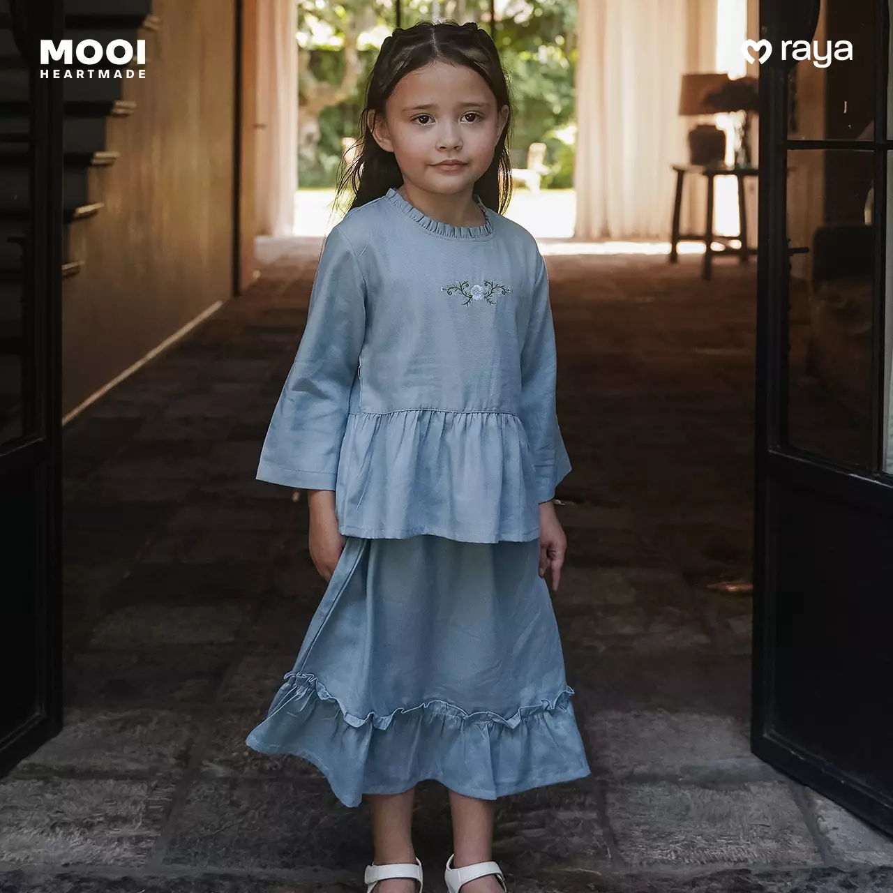 Mooi Setelan Anak Perempuan Raya Collection Ghina Tunik Set - Classic Blue