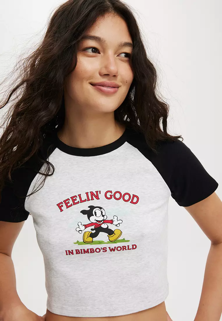 Buy Cotton On Crop Fit Raglan Graphic Tee 2025 Online | ZALORA