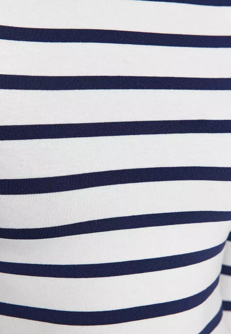 Striped Fitted Crop Knit Top