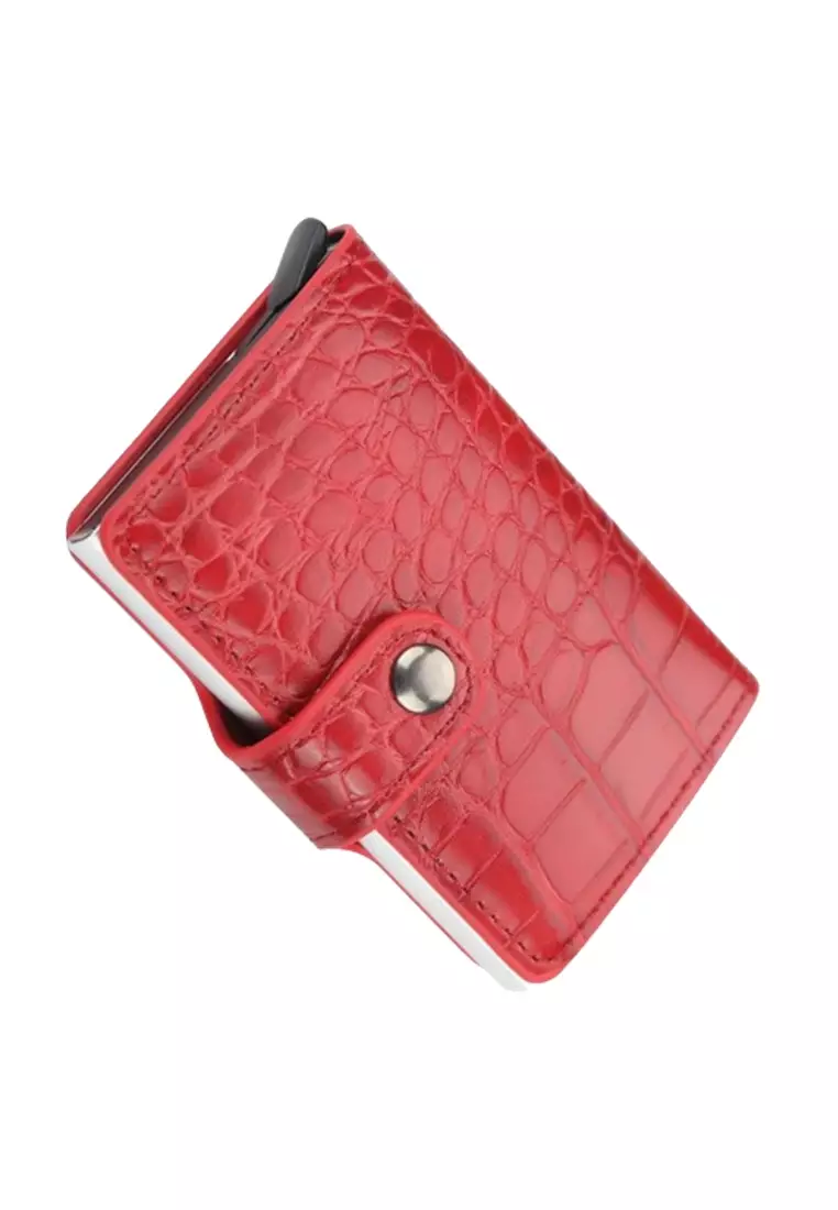 Card Wallet Dompet Kartu Fashion Pria Many Slot Material Leather Kulit ORIGINAL - Red