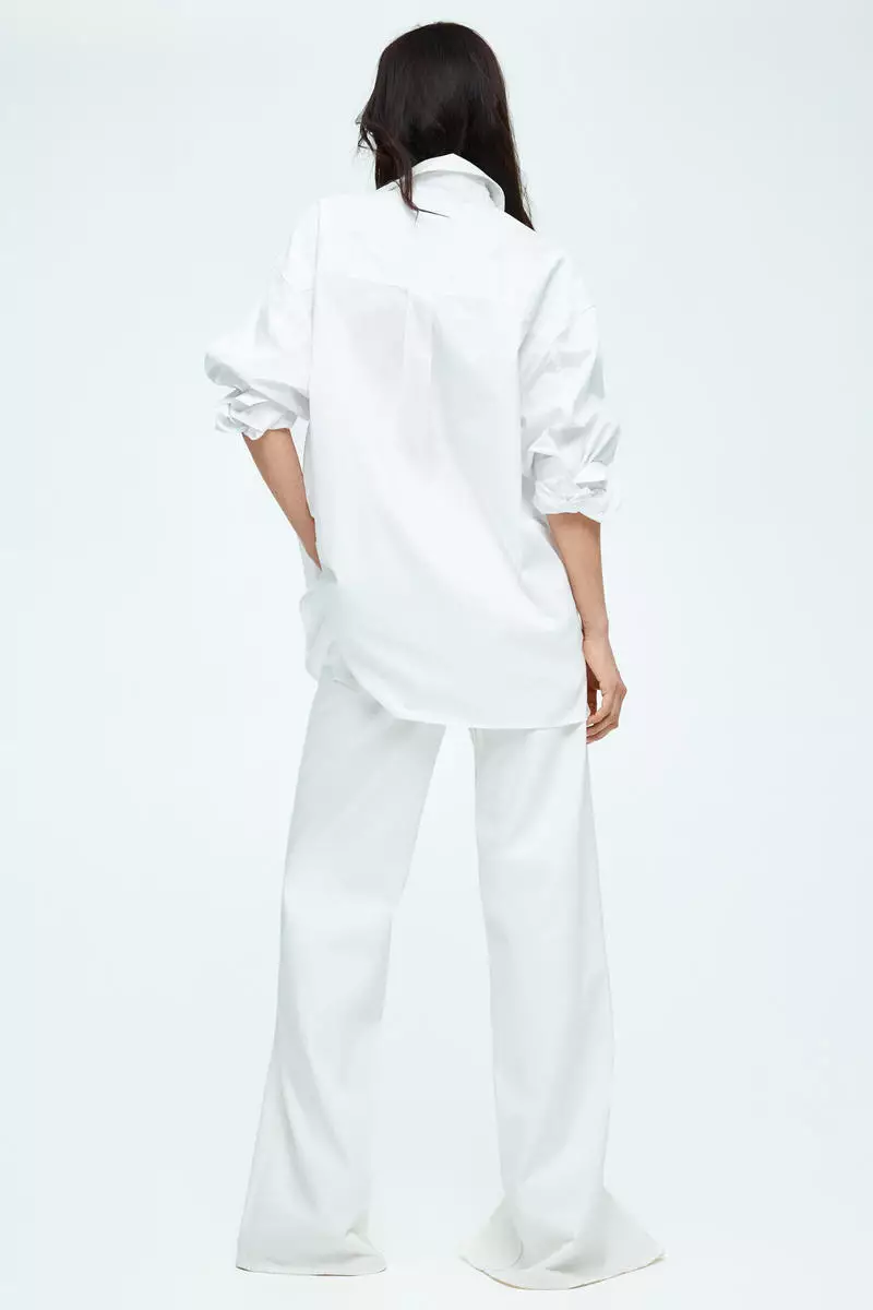 Lacing-front cotton shirt