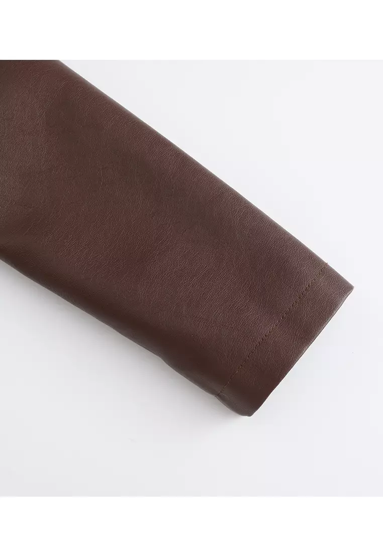 Cropped Faux Leather Jacket AD-D25