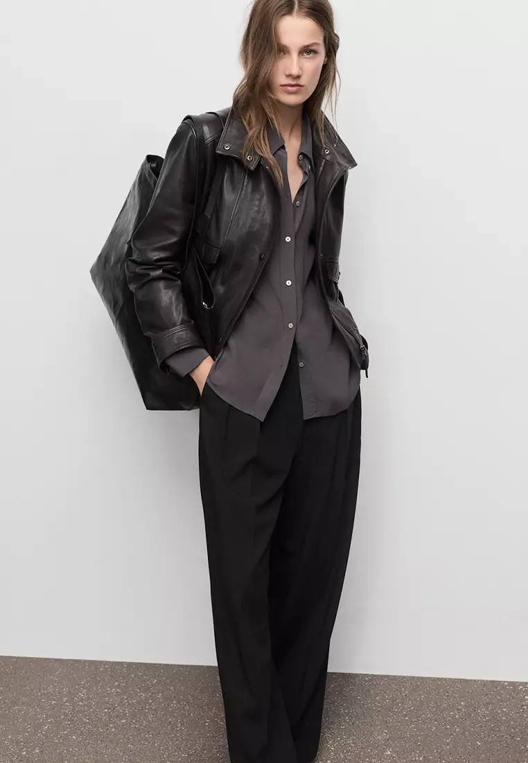 Wide-Leg High-Rise Pleated Trousers