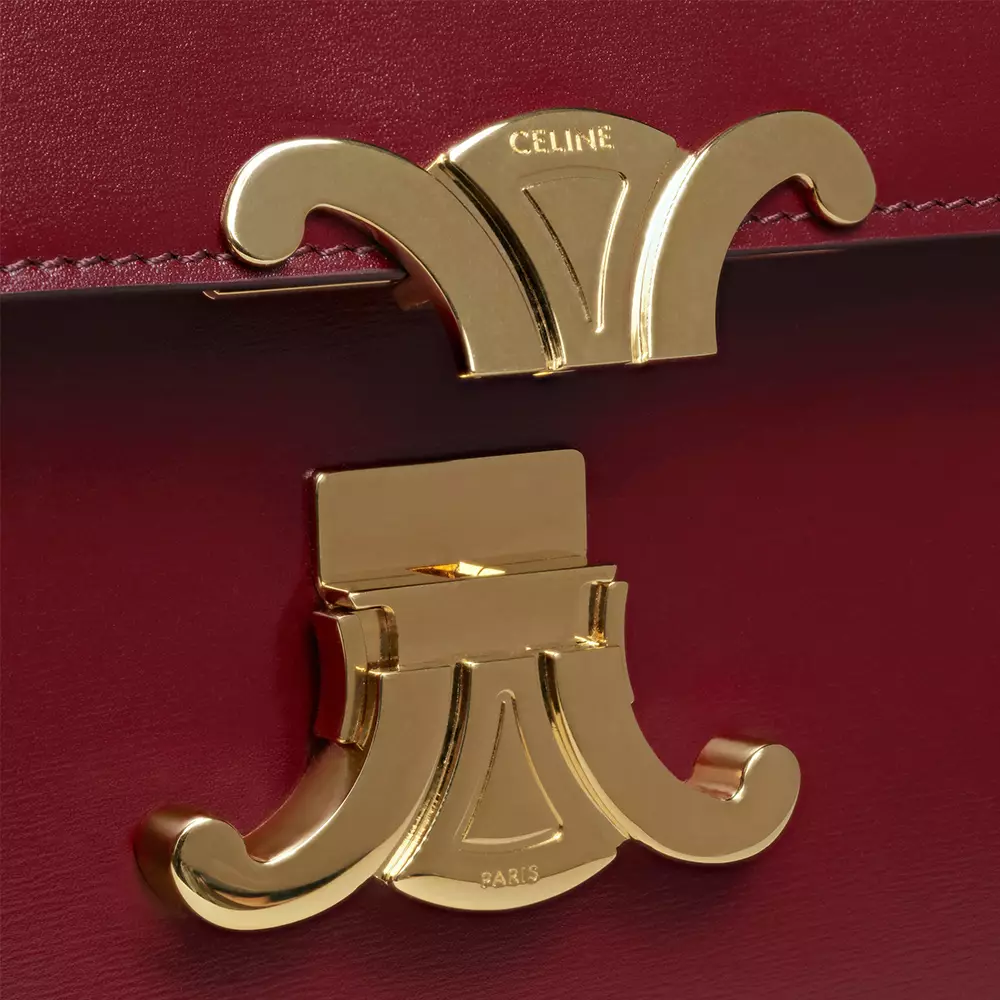 Medium Triomphe Bag In Shiny Calfskin Light Burgundy