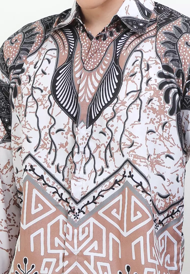 Dasi Kemeja Batik Exclusive Premium Pria Casual Modern Lengan Panjang