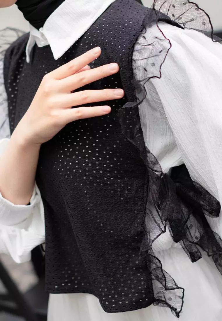 Vivy Vintage Vest - Black-Tile Black M18584 R21S3