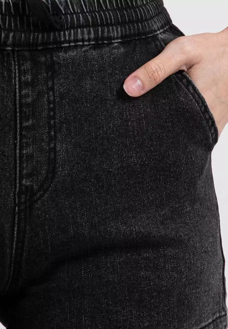 Forest Ladies Stretchable Denim Short Pants Casual Elastic Denim Shorts Women - 860162-01Black